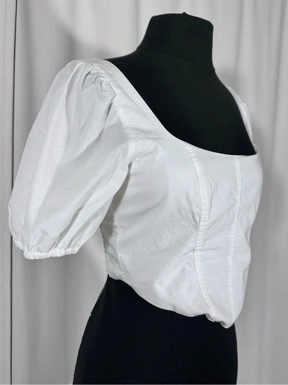 Abercrombie & Fitch White Puff Sleeve Corset Top